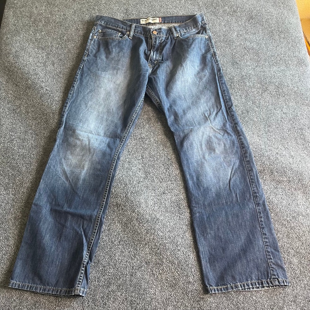Levis 514 Slim Straight Jeans Mens 36x32 Blue Medium Wash Denim 100% Cotton